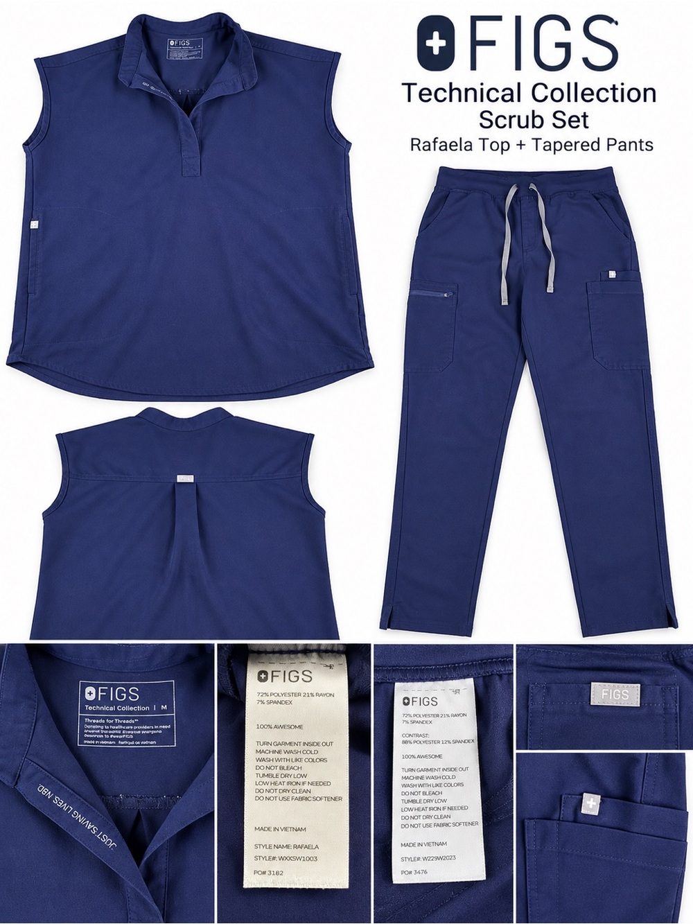 FIGS Scrub Set Medium Rafaela Oversized Top & Large Yola High Rise Slim Pant